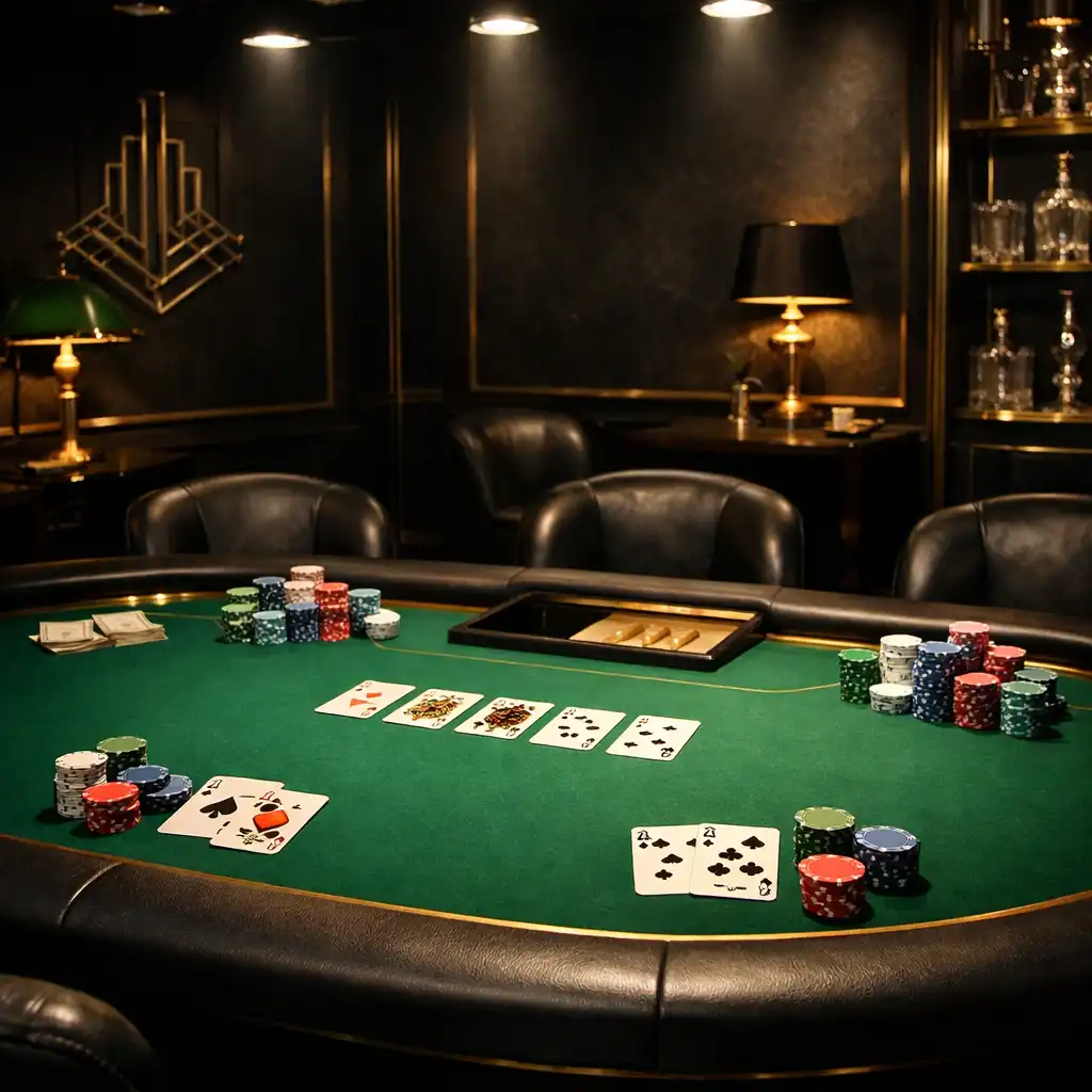 Pokerový salonek Dumdobrychchuti s profesionálním stolem a zeleným suknem